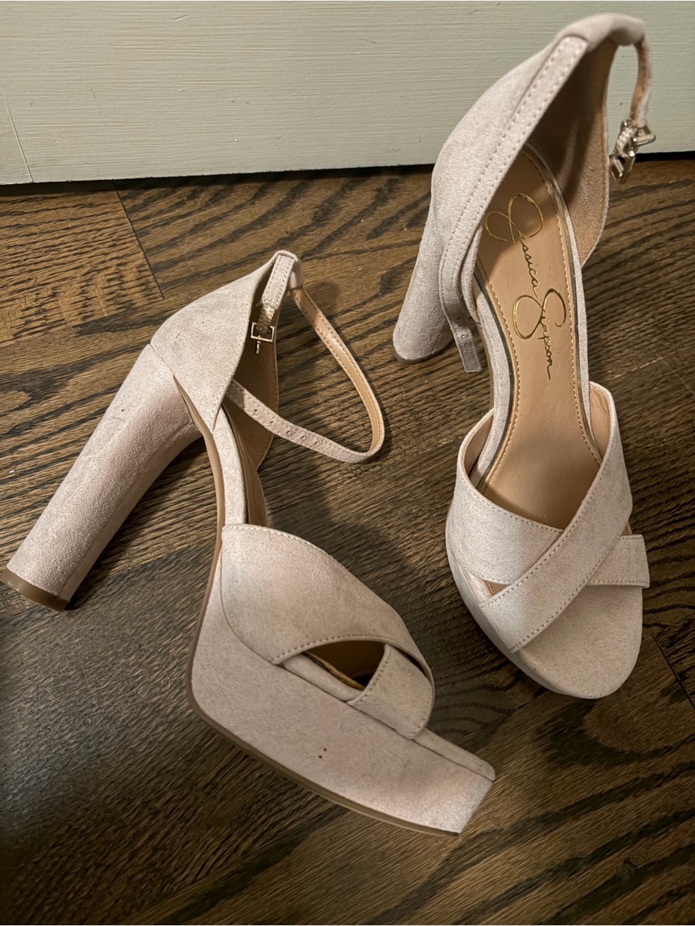 Jessica Simpson Light Blush Suede Platform Block Heels